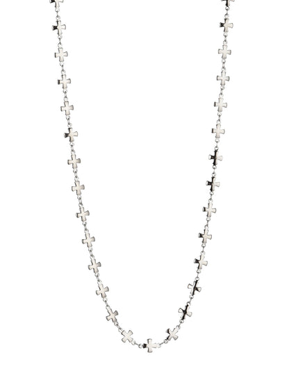 Collana lunga in argento con croce paolina