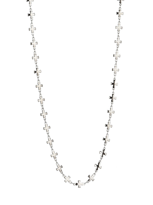 Collana lunga in argento con croce paolina