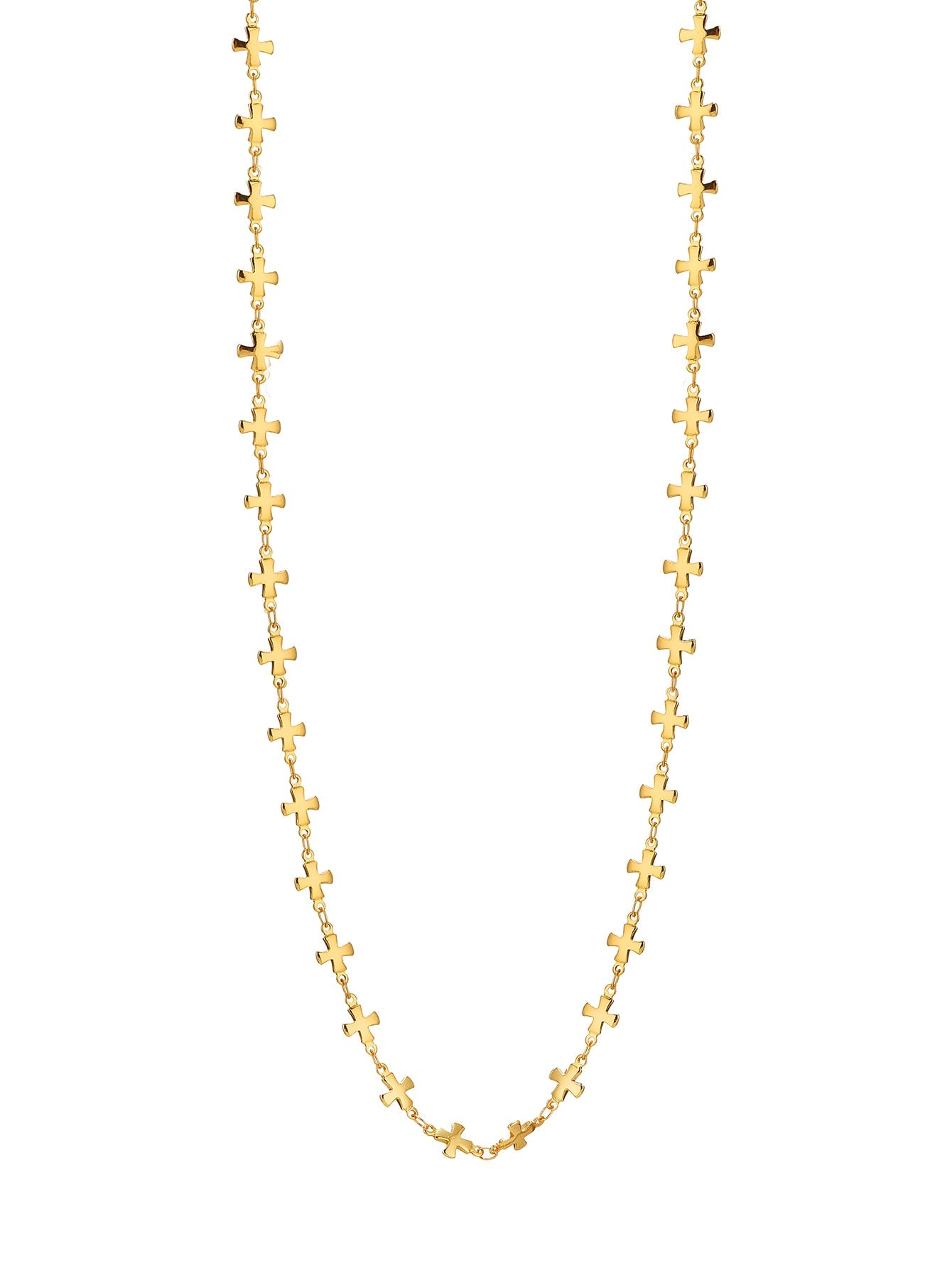 Goldene lange Halskette mit Pauline-Kreuz