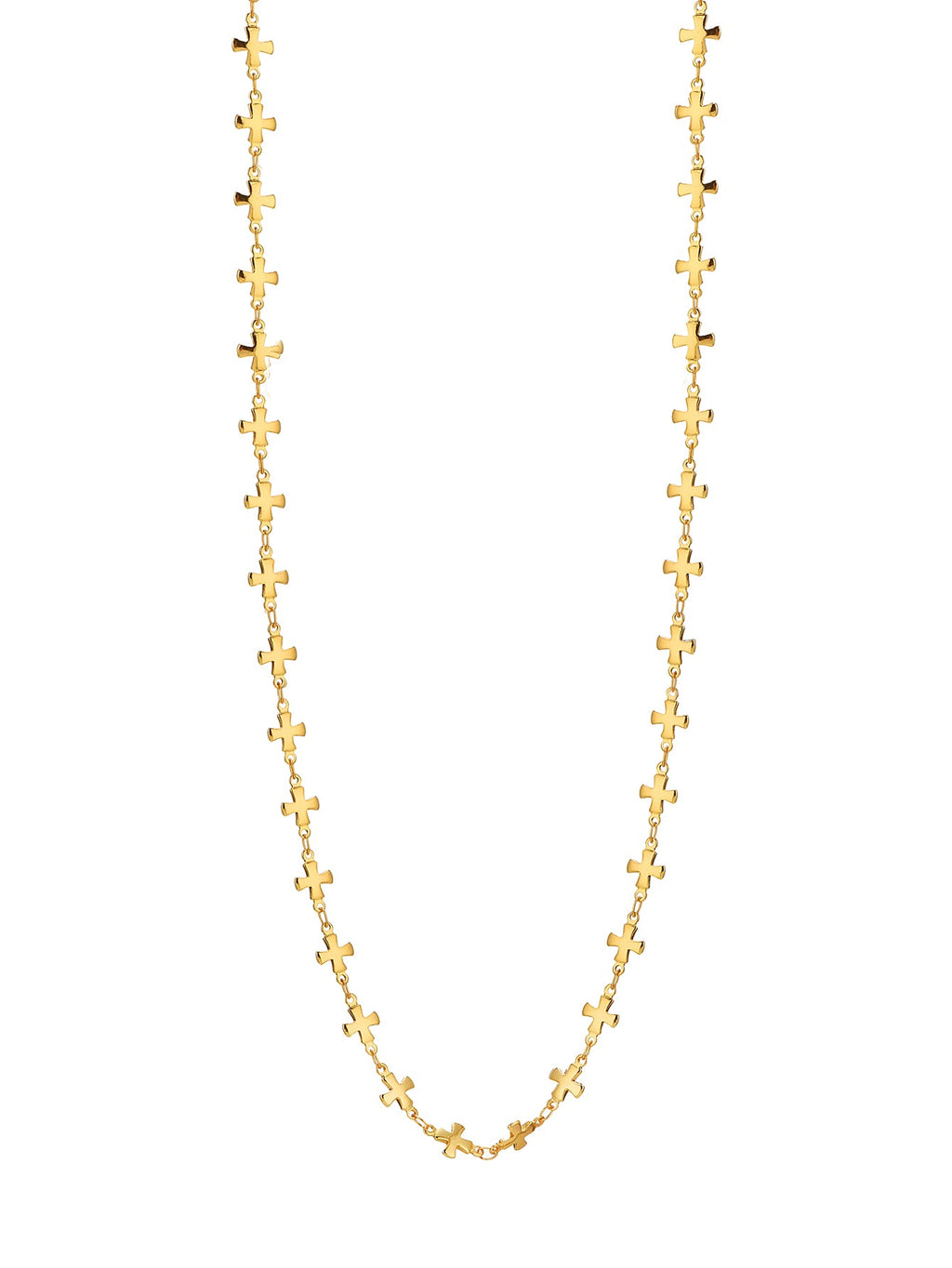 Goldene lange Halskette mit Pauline-Kreuz