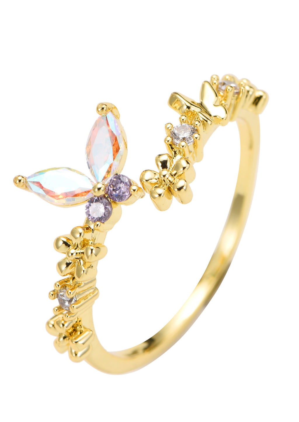 Mini Lila Schmetterling Goldener Ring