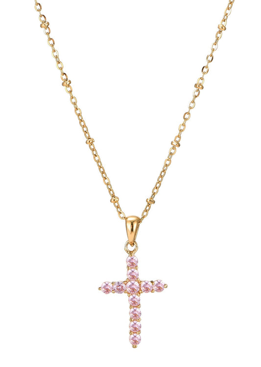 Grace Rosa goldene Kreuzkette