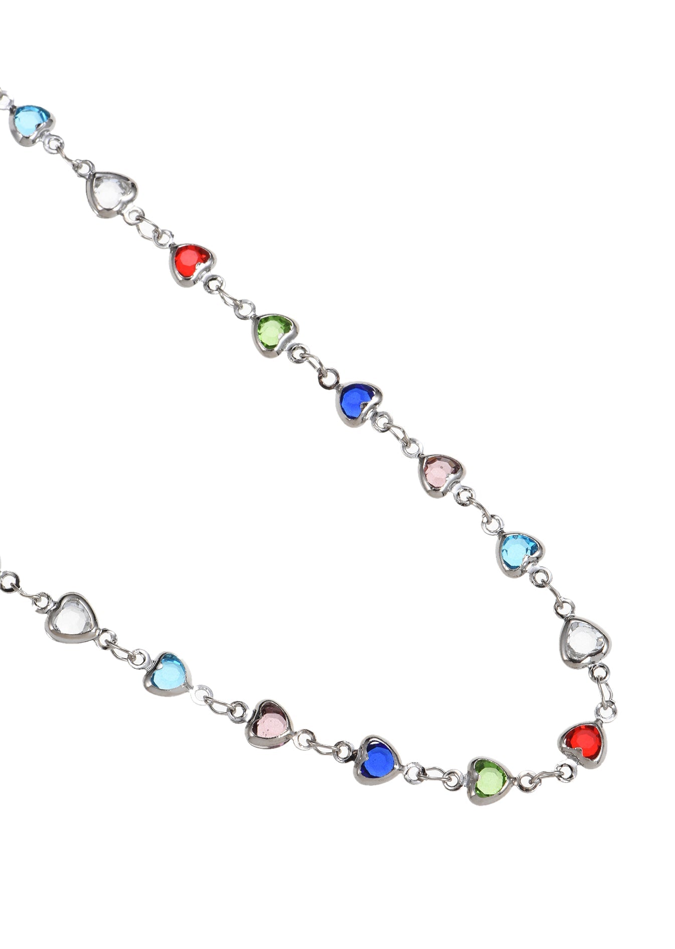 Michelle Colorful Hearts Love Silver Necklace