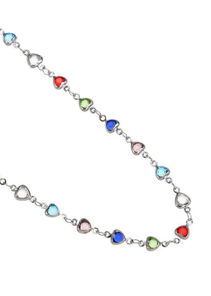 Michelle Colorful Hearts Love Silver Necklace