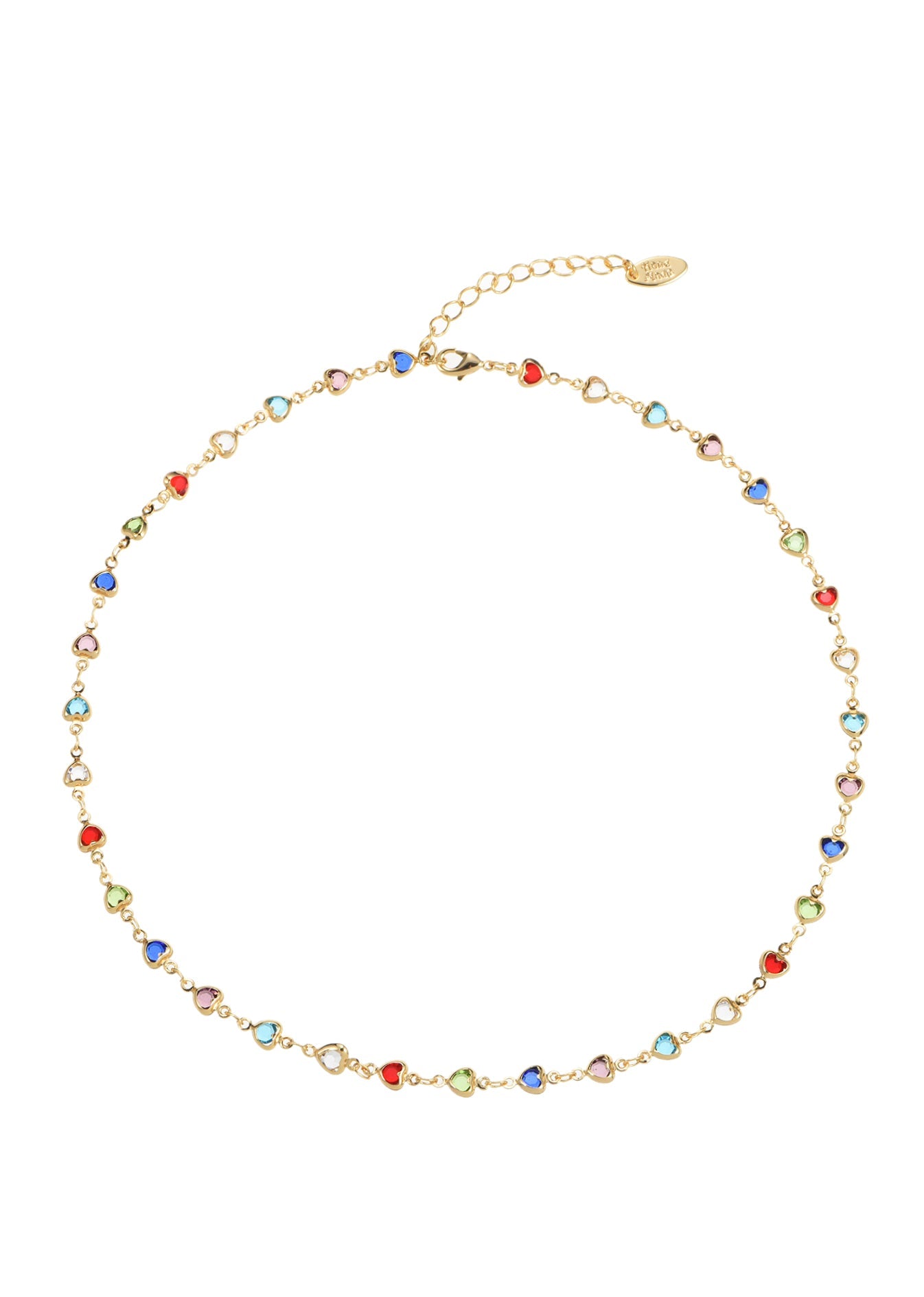 Michelle Colorful Hearts Love Golden Necklace