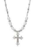 Vintage Perlenkreuz Halskette