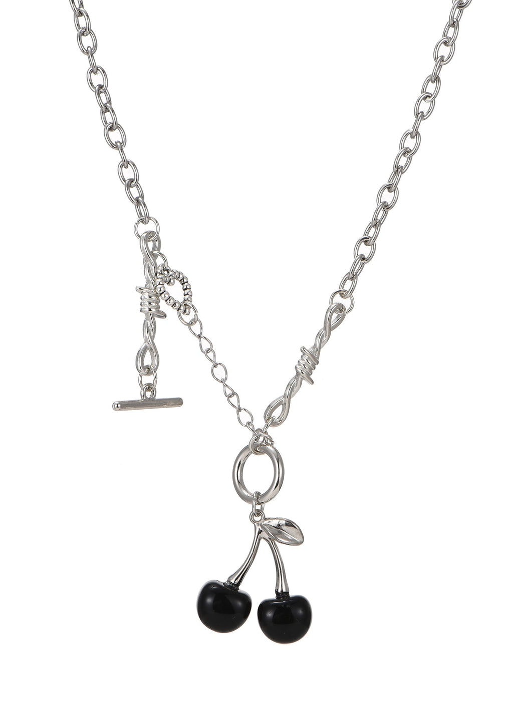 Collana in argento con giardino di ciliegie nere