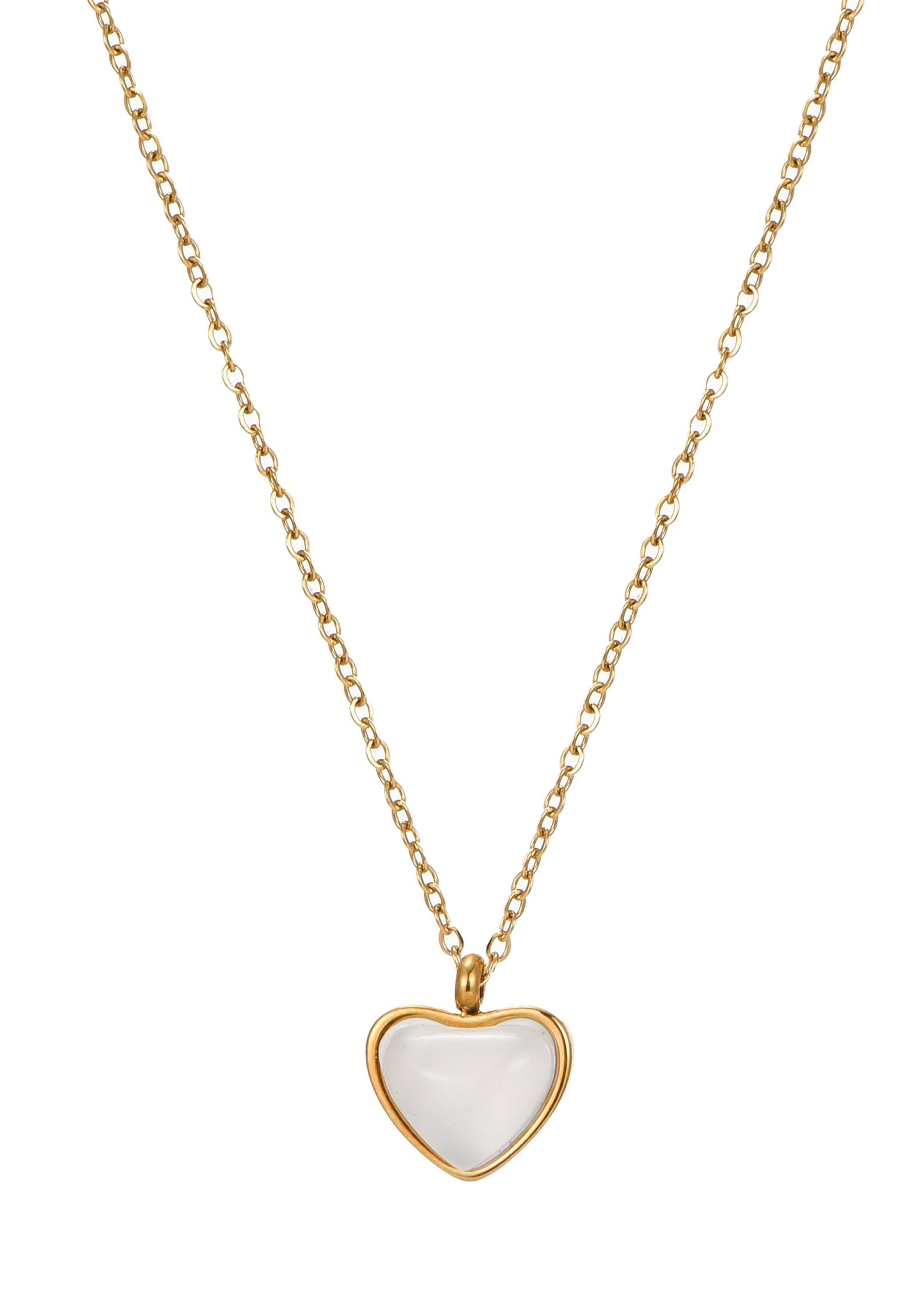 Emily White Agate Heart Necklace