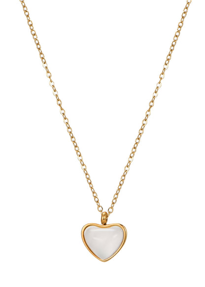 Emily White Agate Heart Necklace