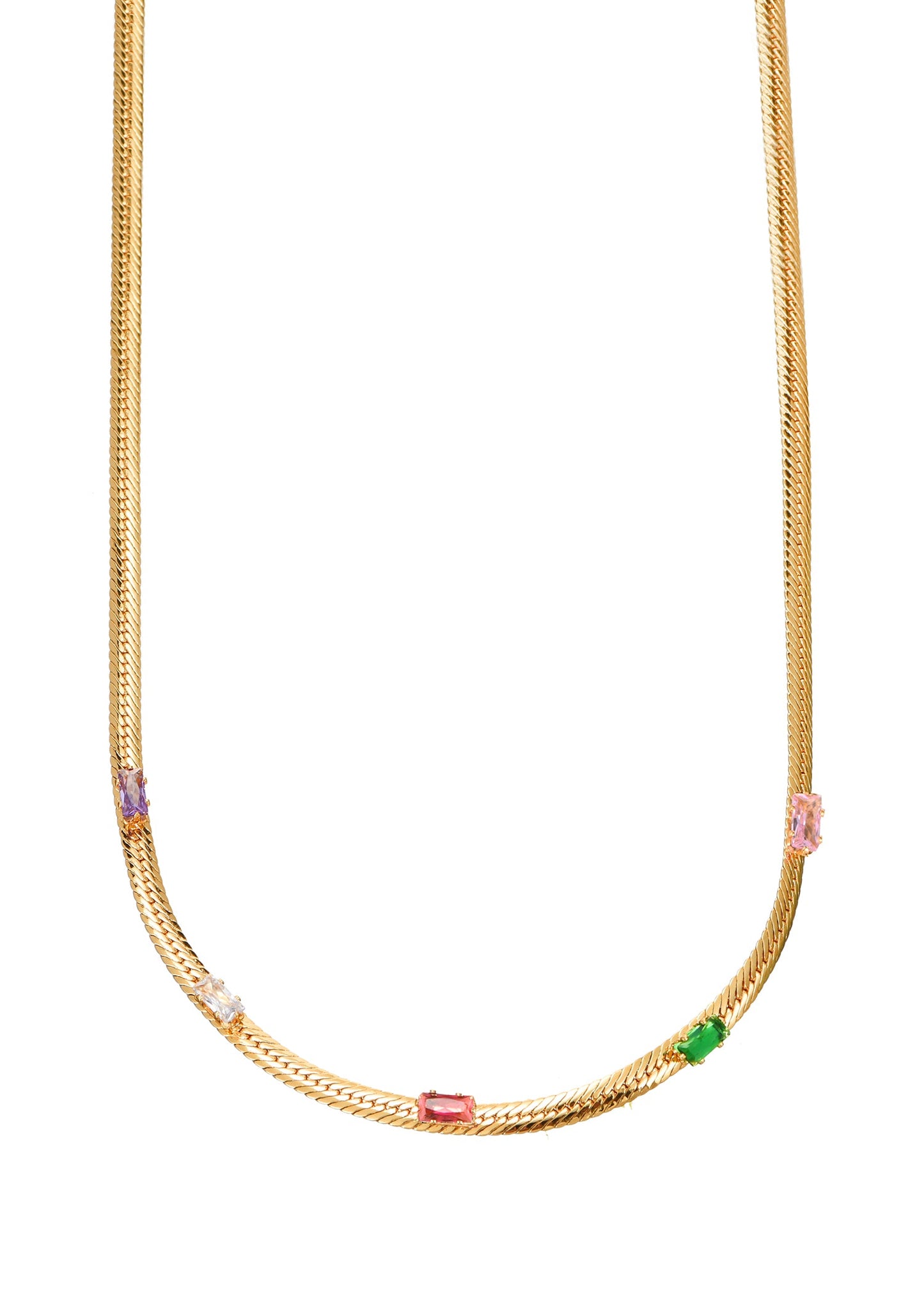 Wunderland Bunte Steine ​​Goldene Halskette