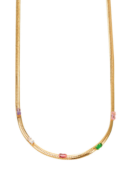 Wunderland Bunte Steine ​​Goldene Halskette