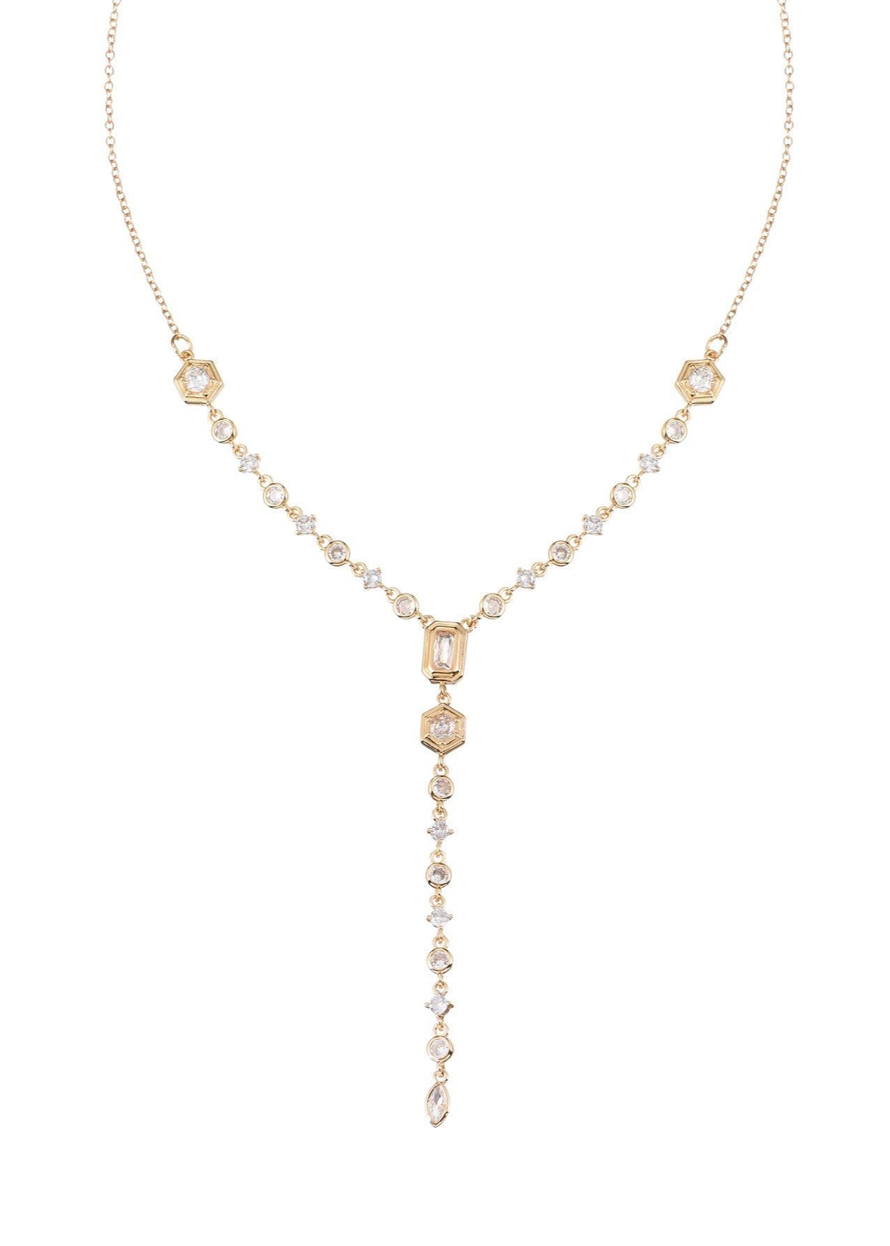Hayes Glittering Golden Lariat Necklace II