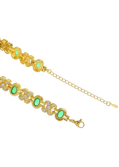 Bracciale dorato con pietre preziose verdi scintillanti Serena