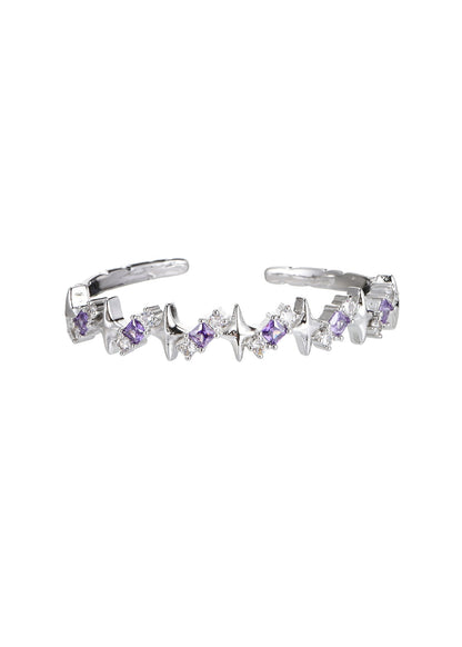 Bracciale in argento con stelle scintillanti viola Jill
