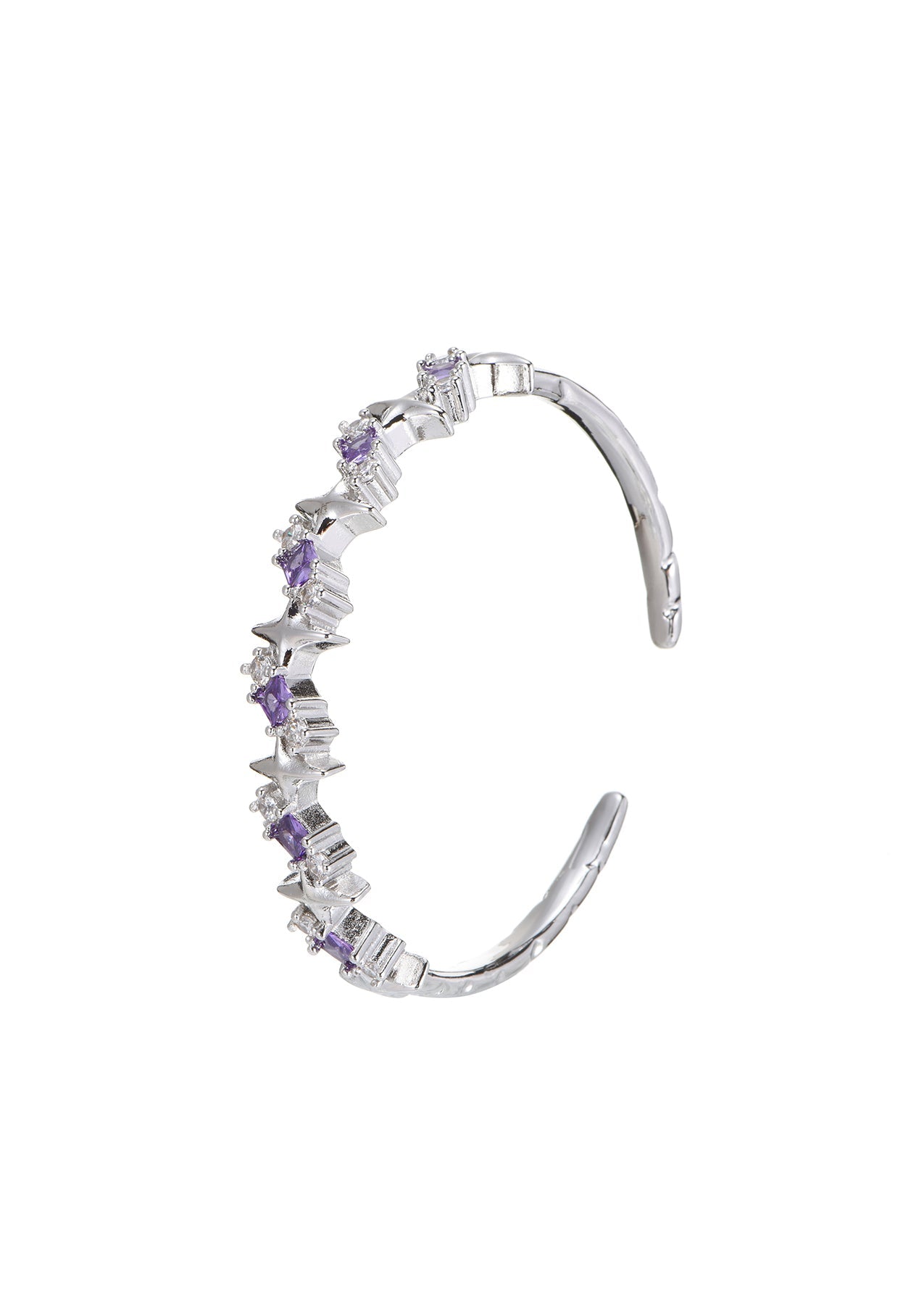 Bracciale in argento con stelle scintillanti viola Jill