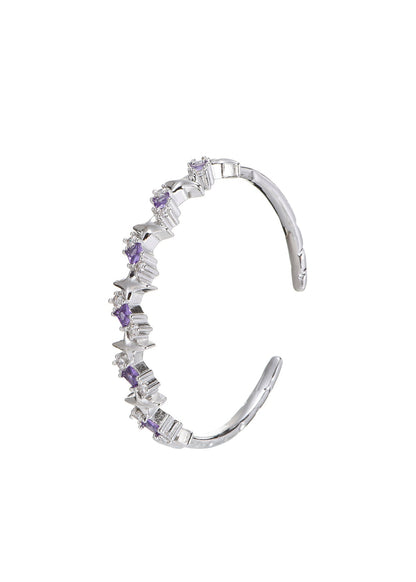 Bracciale in argento con stelle scintillanti viola Jill