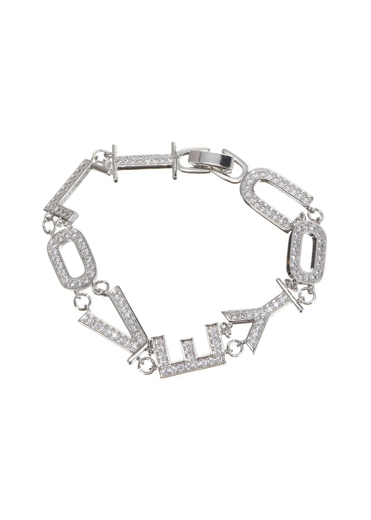 Glitzerndes Love Silberarmband