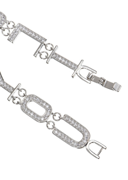 Glitzerndes Love Silberarmband