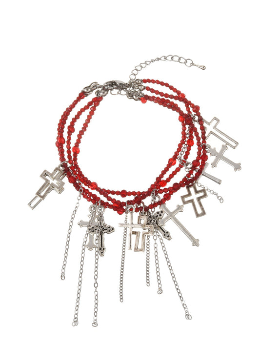 Bracciale Douglas Cross in argento rosso