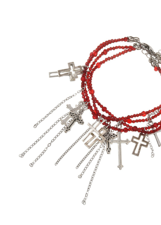 Bracciale Douglas Cross in argento rosso