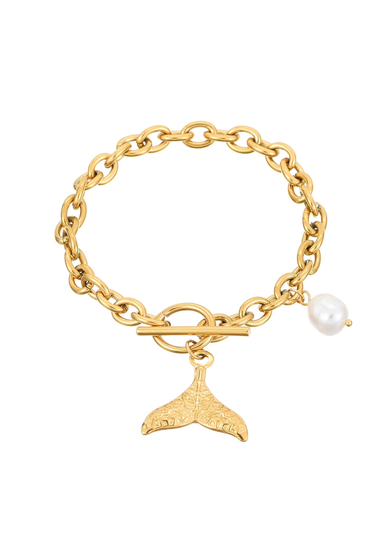 Meerjungfrau Wal Märchen Perle Goldenes Armband