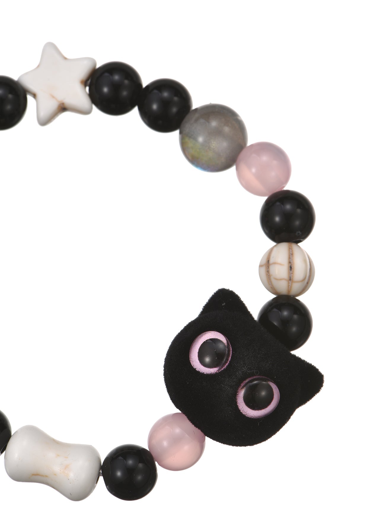 Braccialetto gatto nero e rosa