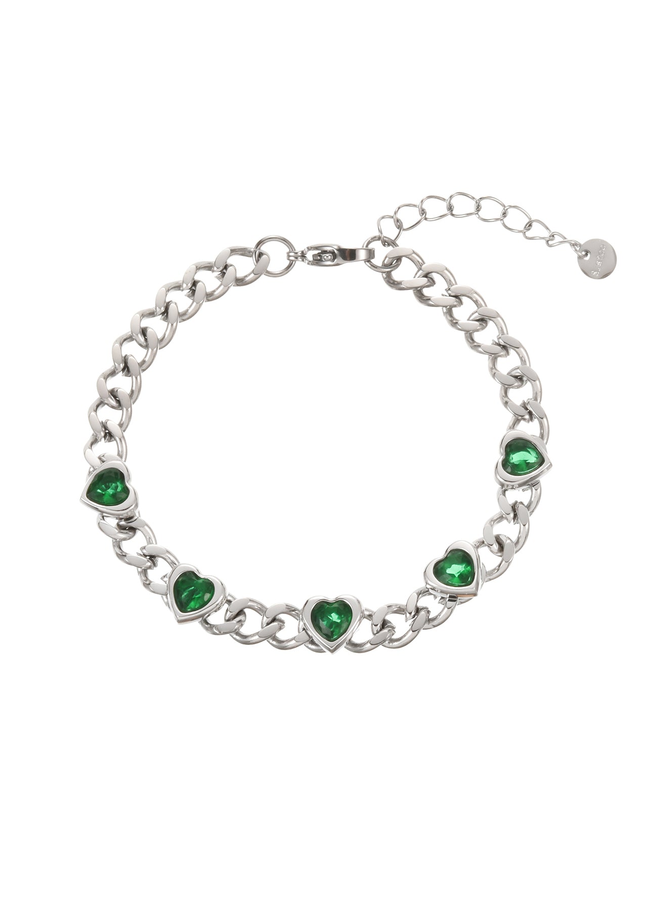 Bracciale Sabino Green Love in argento con catena