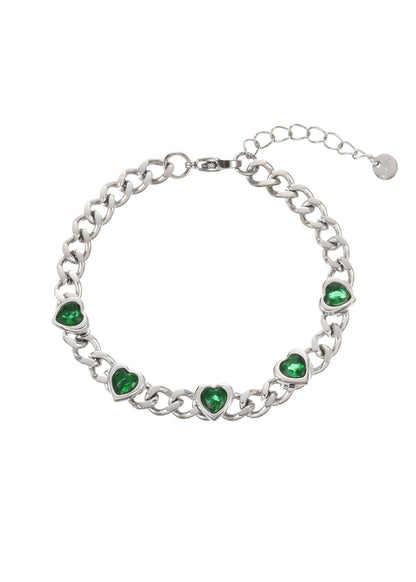 Bracciale Sabino Green Love in argento con catena