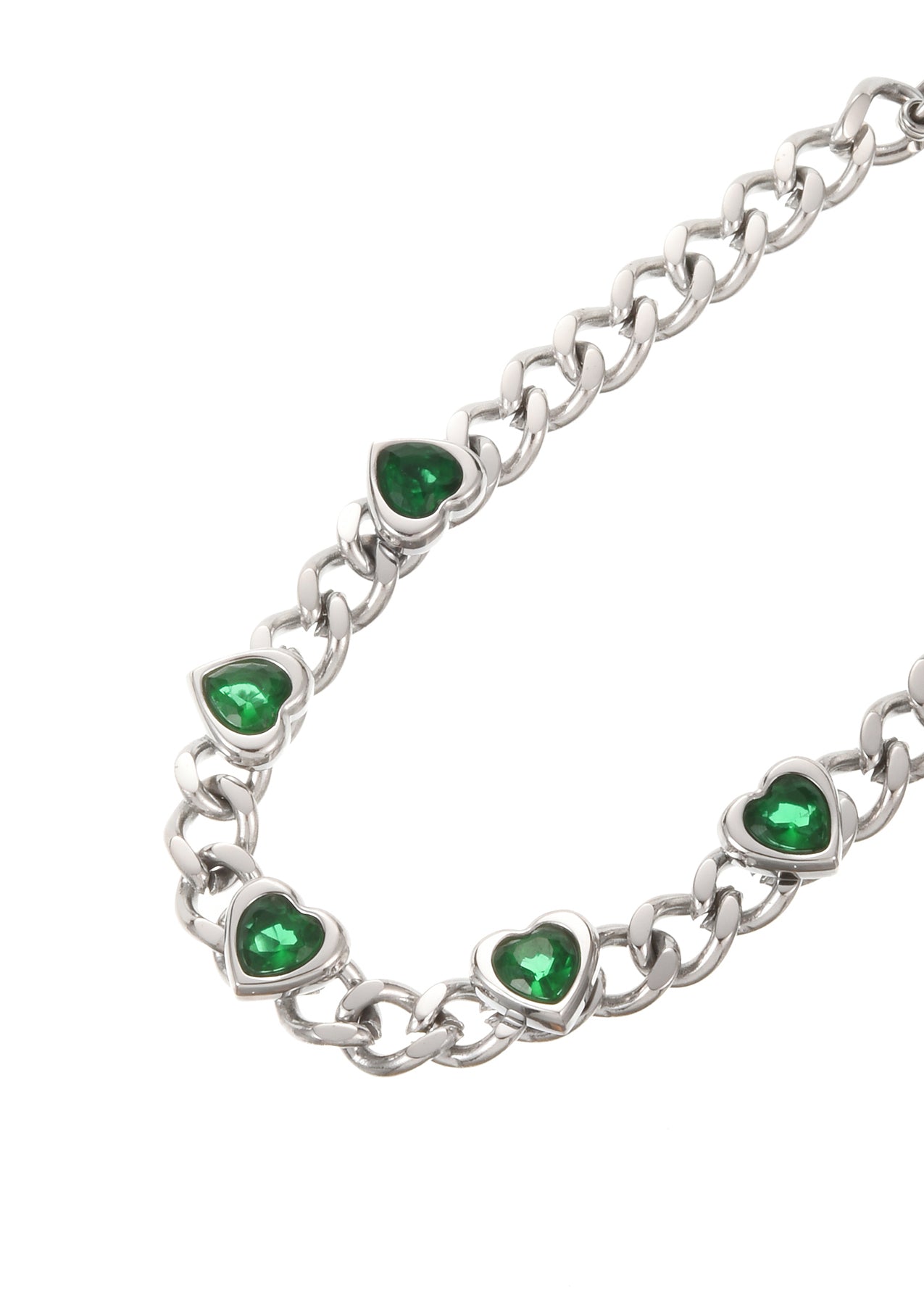Bracciale Sabino Green Love in argento con catena