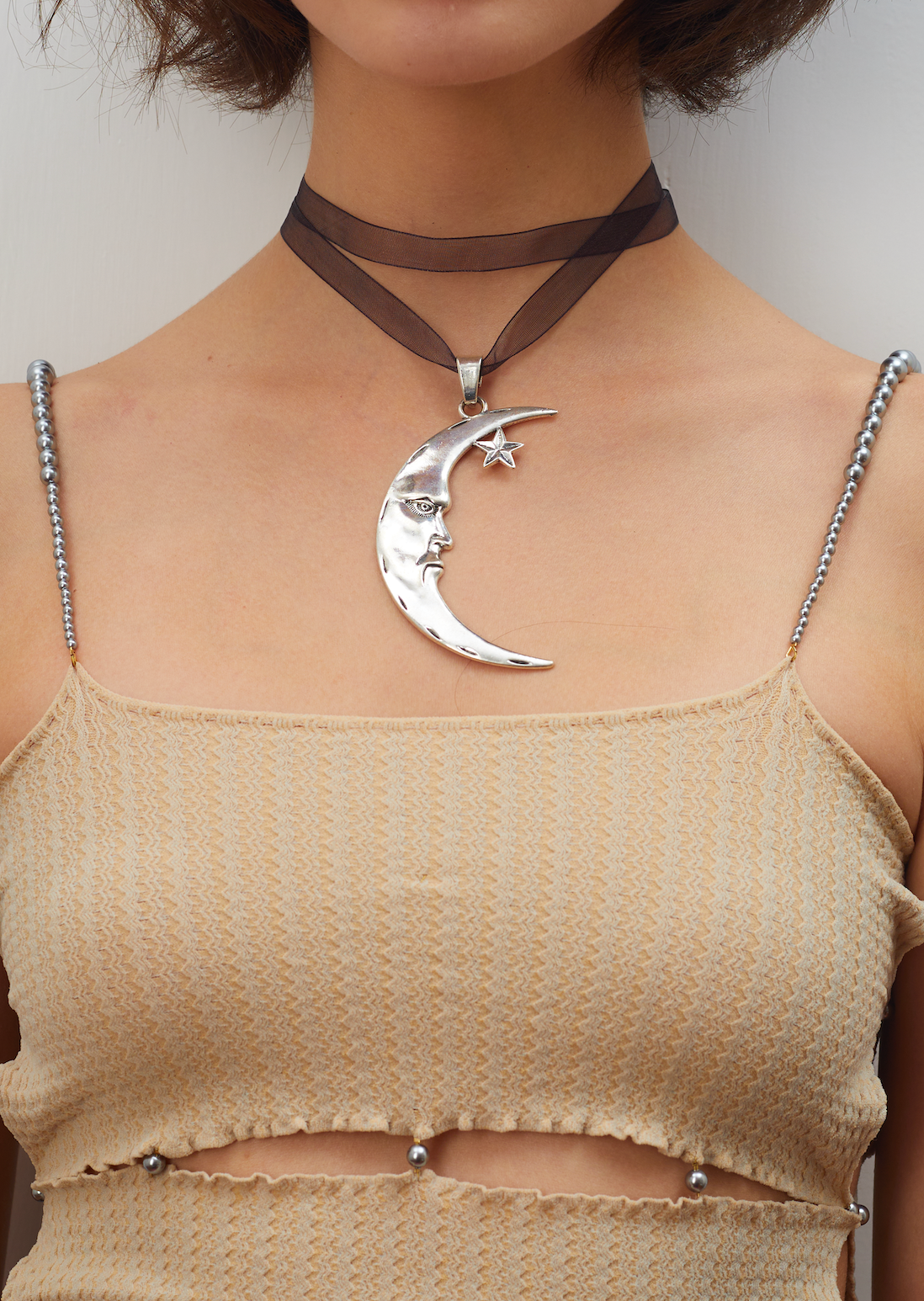 Lunar Eclipse Moon Silver Necklace