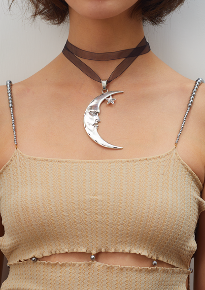 Lunar Eclipse Moon Silver Necklace
