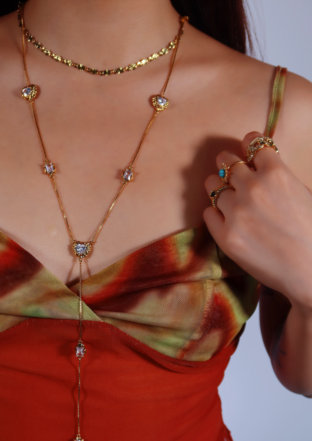 Rubby Golden Chain Necklace