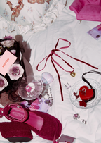 Isabelle In Bordeaux Love Velvet Goldene Halskette
