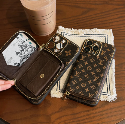 Brown Color Wallet Phone Case For iPhone