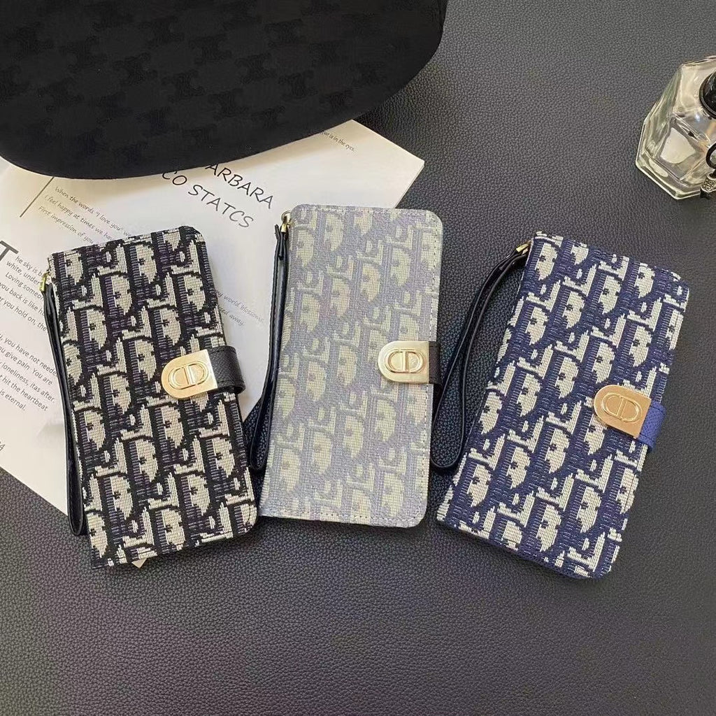 Custodia per telefono in pelle e tessuto autunnale 