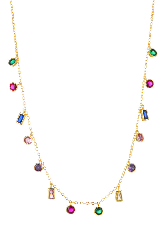 Collana dorata di cristallo colorato Dixie
