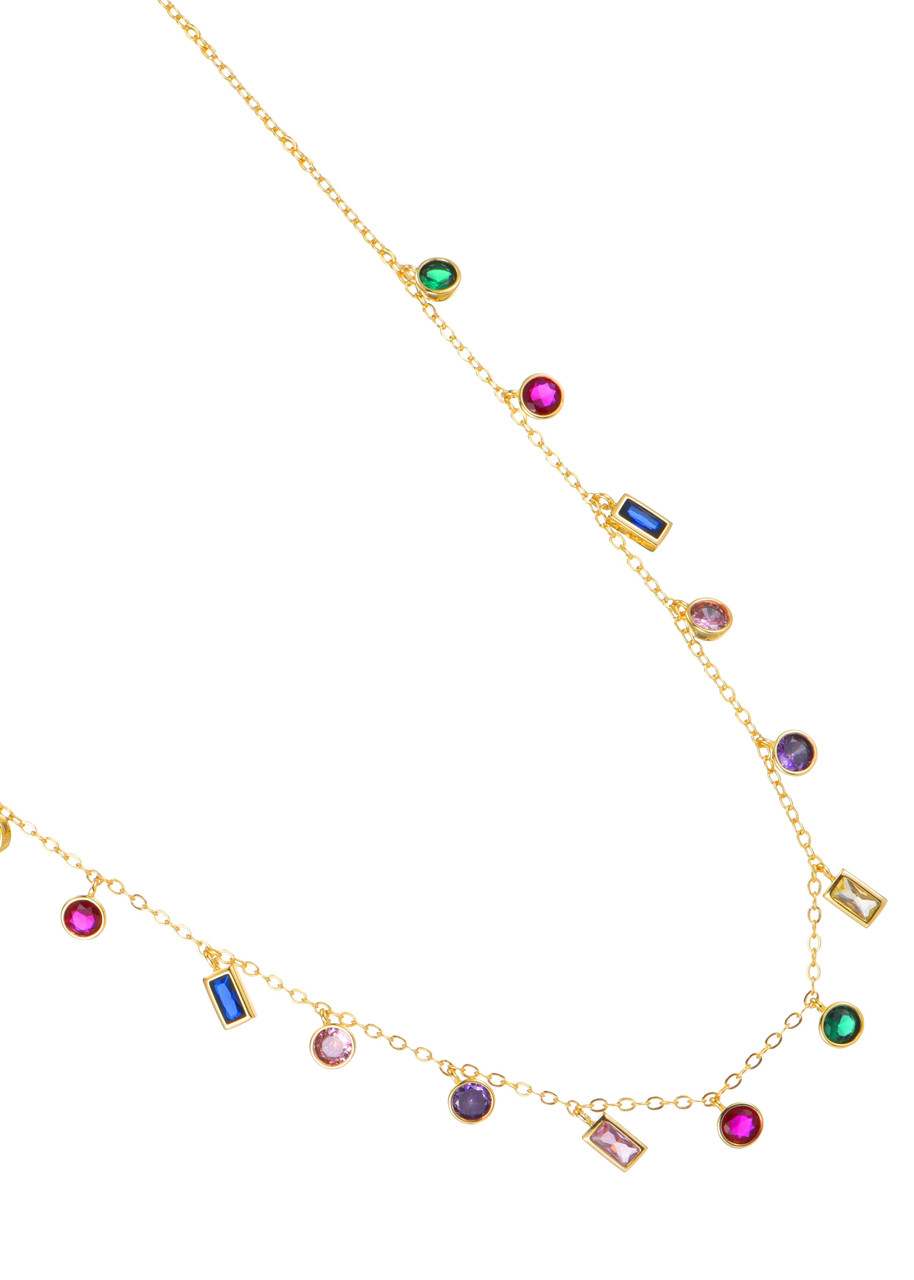 Bunte goldene Halskette mit Kristallen von Dixie
