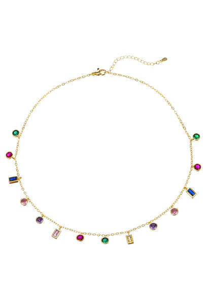 Bunte goldene Halskette mit Kristallen von Dixie