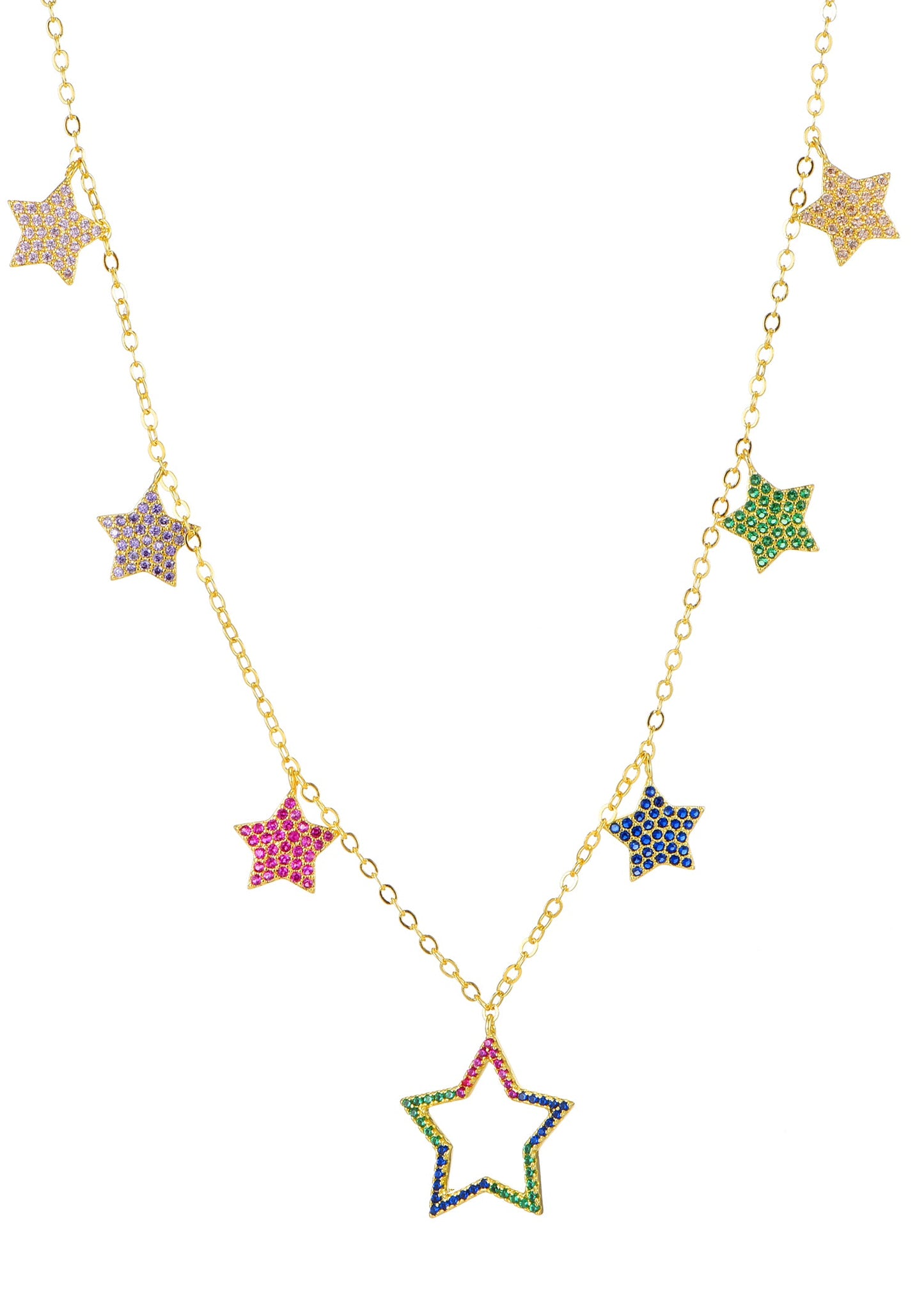 Rainbow Stars Golden Necklace