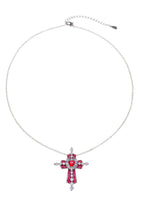 Trya Rotes Herz-Kreuz-Glitzerhalskette