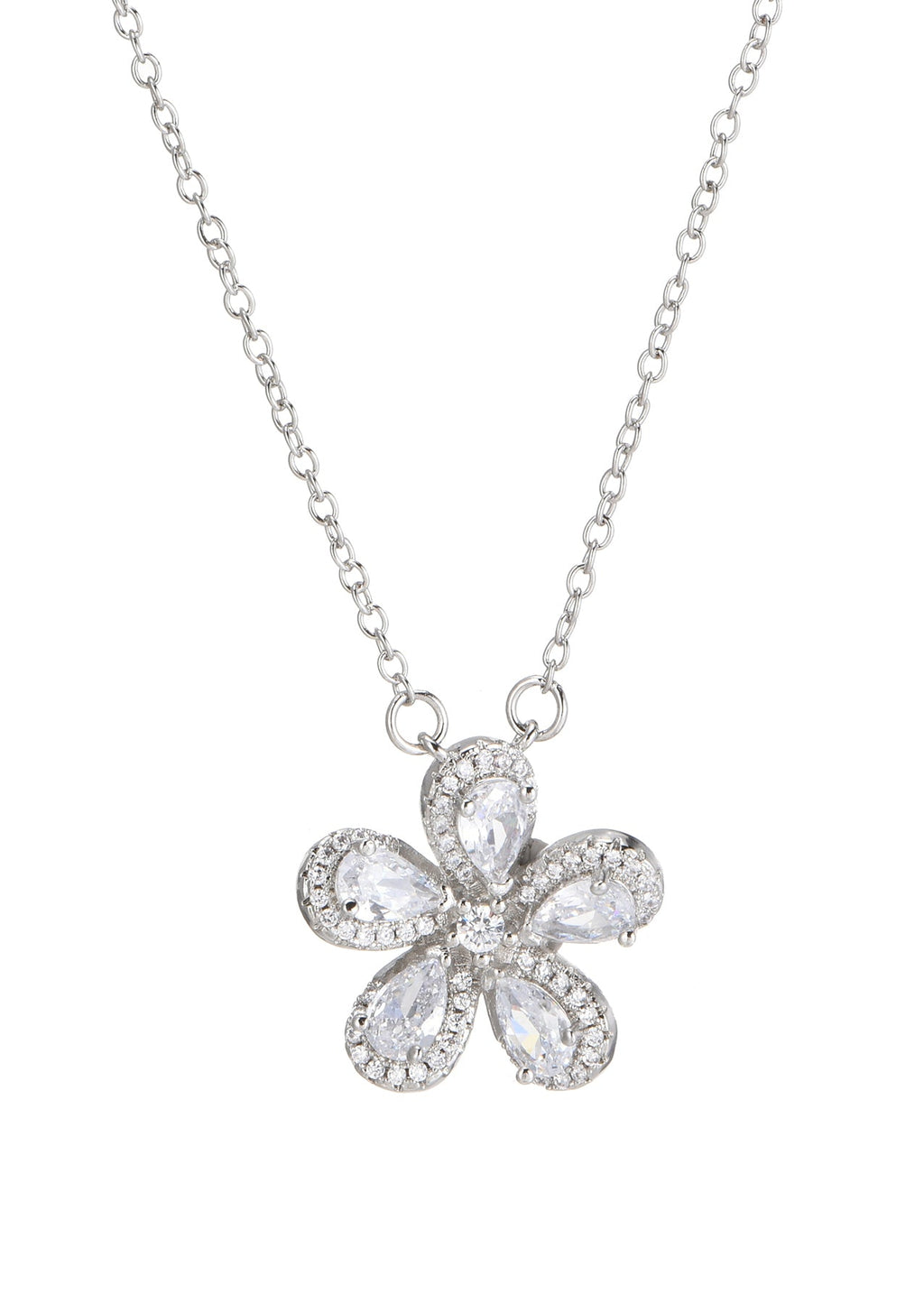 Sakura Kirschblüte Glitzernde Silber Halskette