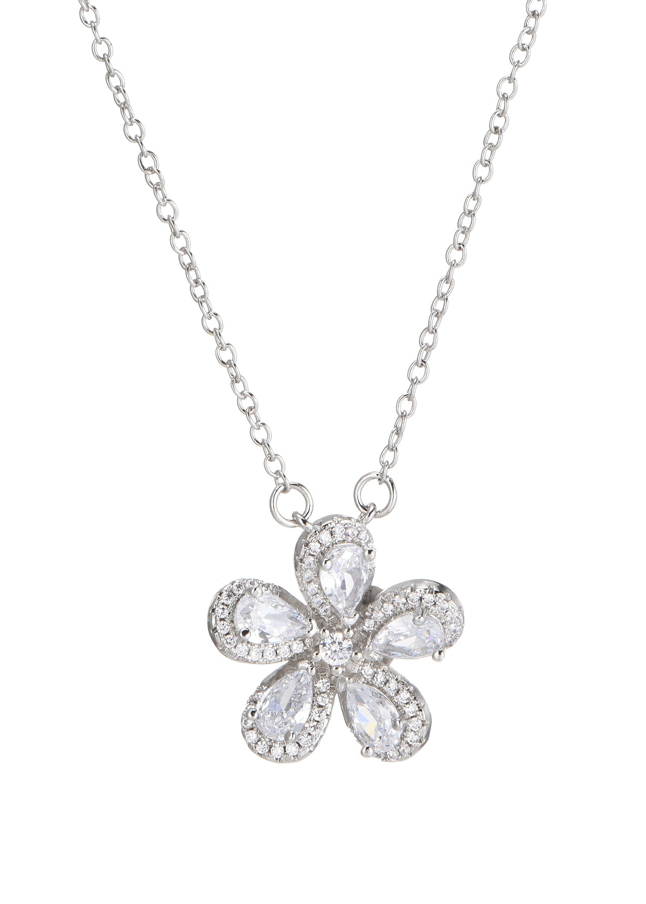 Sakura Kirschblüte Glitzernde Silber Halskette