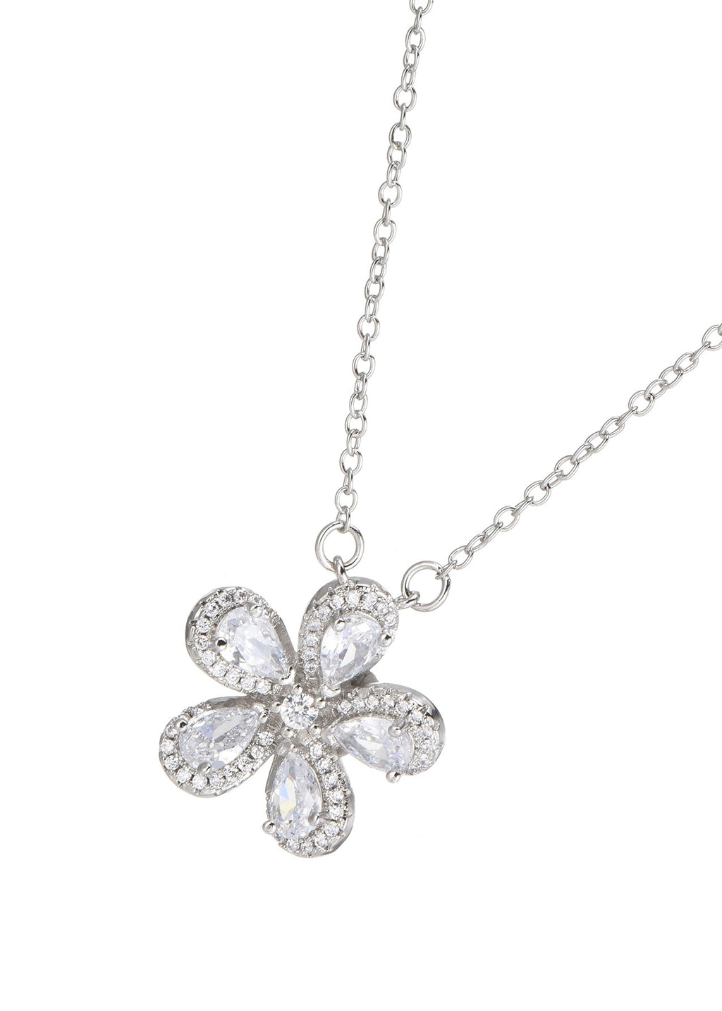 Sakura Kirschblüte Glitzernde Silber Halskette