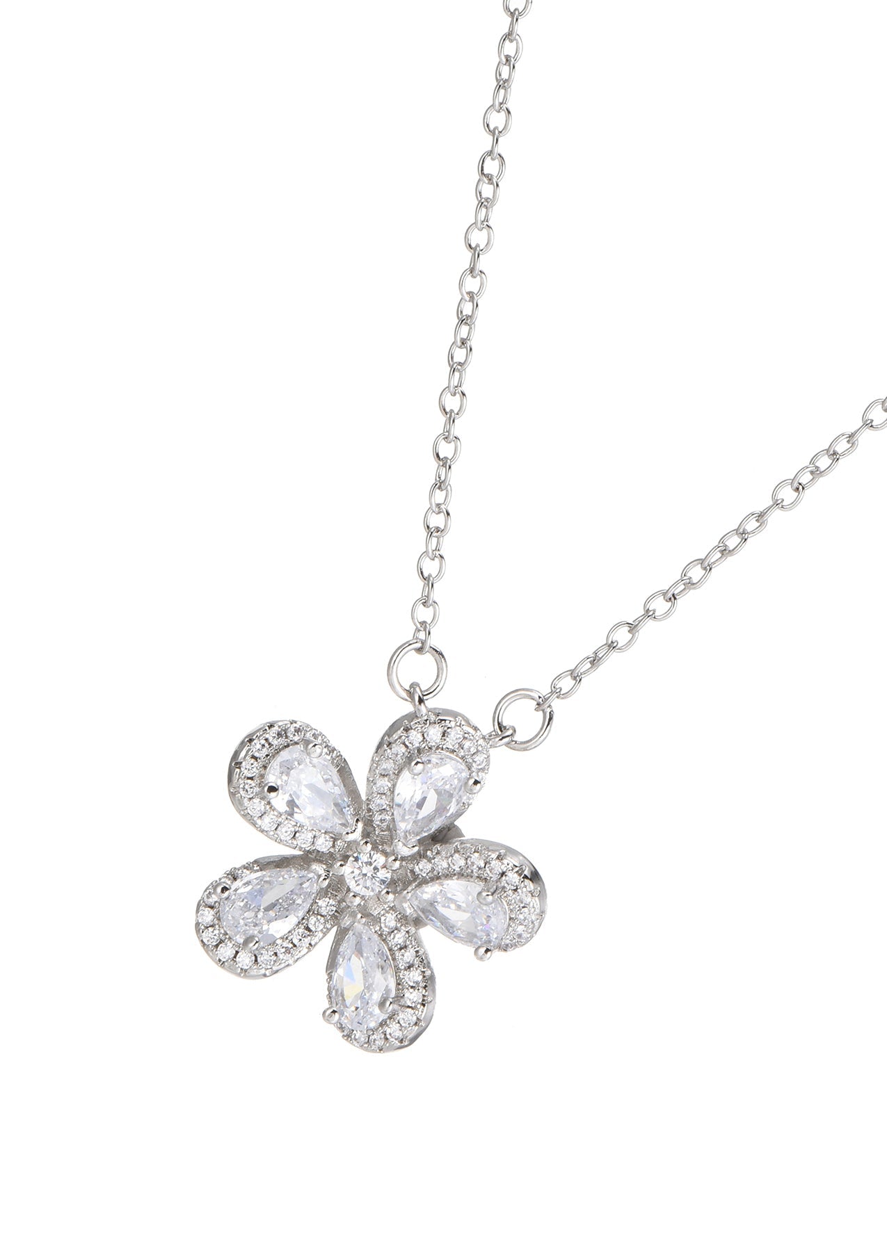 Sakura Kirschblüte Glitzernde Silber Halskette