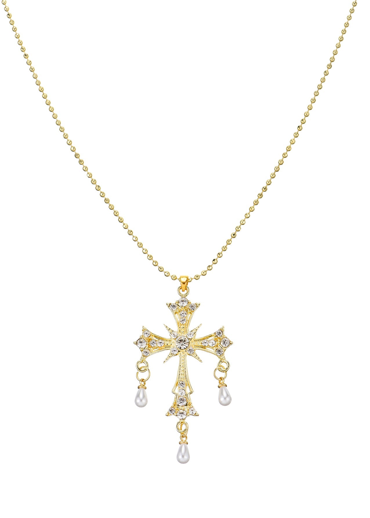 Kurt Goldene Perlenkette mit Kreuz