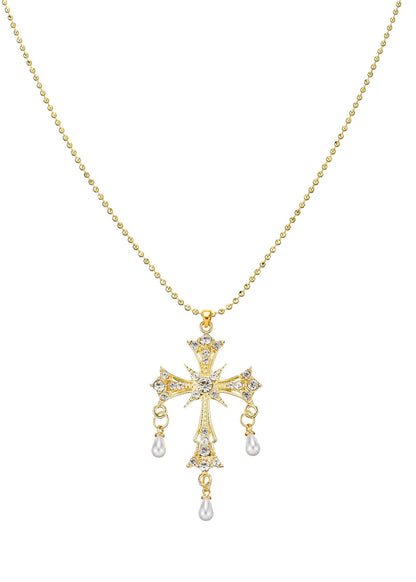 Kurt Goldene Perlenkette mit Kreuz