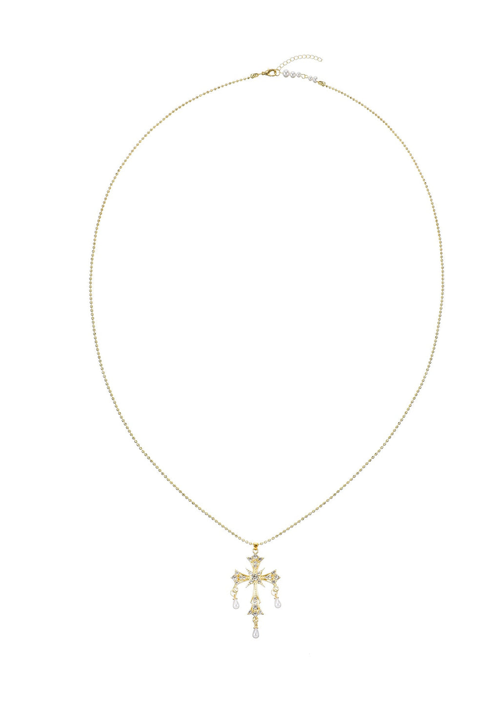 Kurt Goldene Perlenkette mit Kreuz