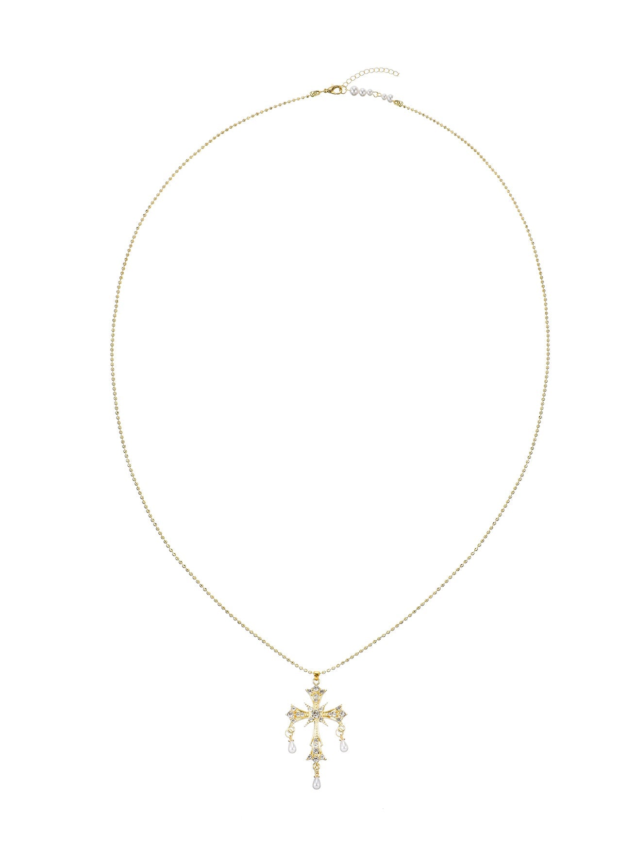 Kurt Goldene Perlenkette mit Kreuz