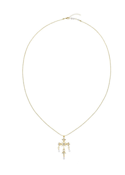 Kurt Goldene Perlenkette mit Kreuz