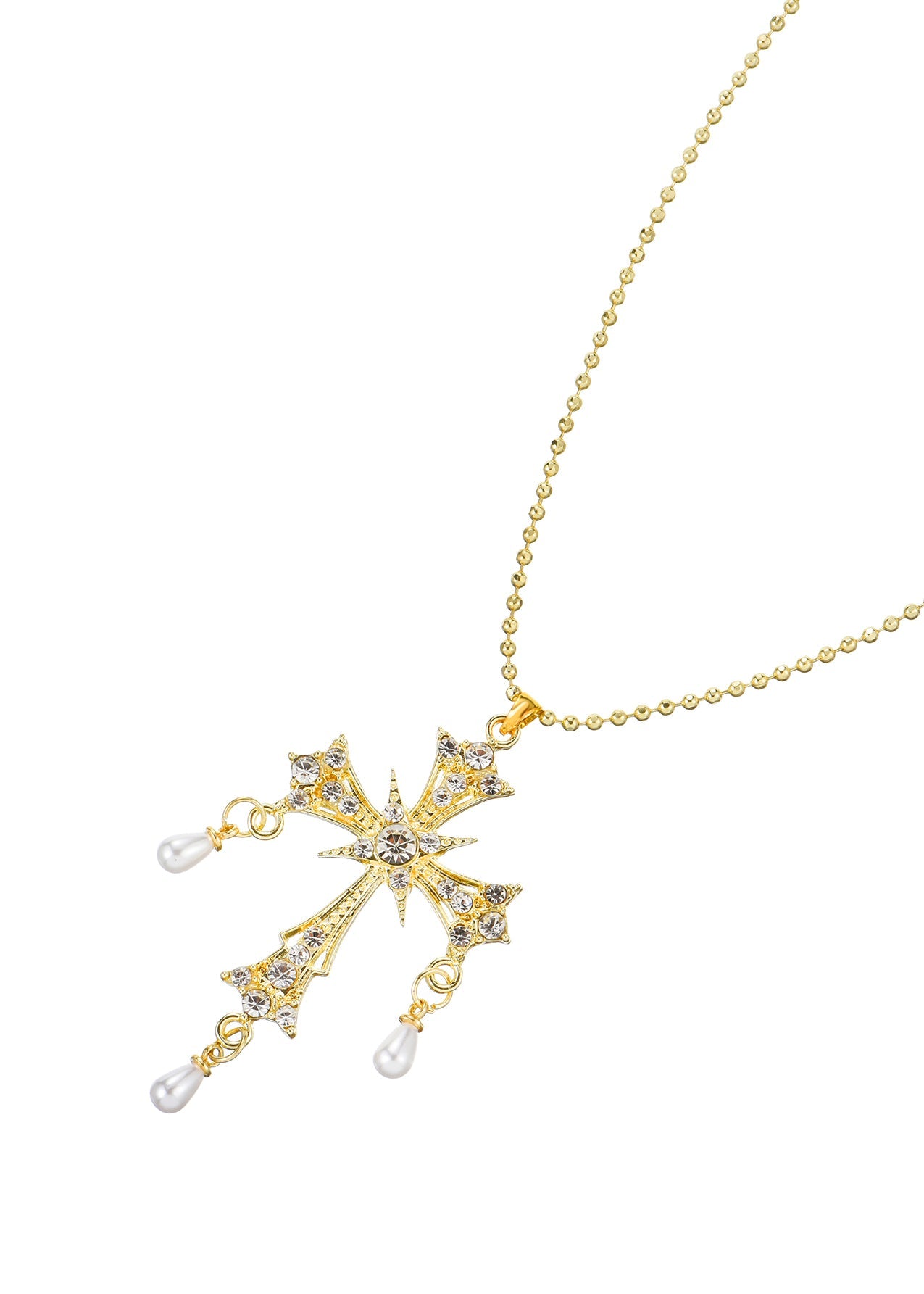 Kurt Goldene Perlenkette mit Kreuz